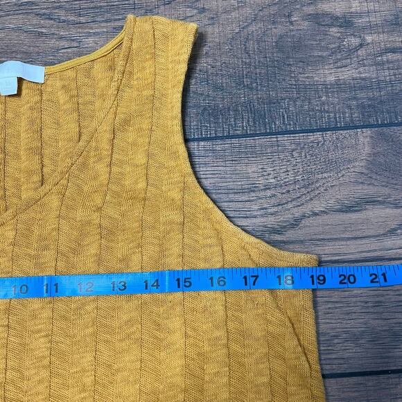 Anthropologie Eri + Ali Beachcomber Fringe Top Ribbed Yellow Top Tank Boho Sz M - Picture 7 of 9